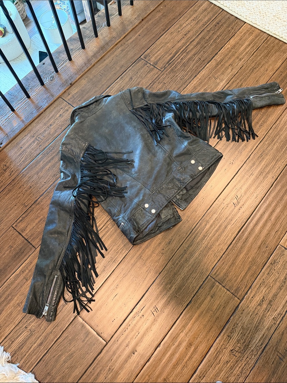 Mauritius Fringe Leather Moto Jacket